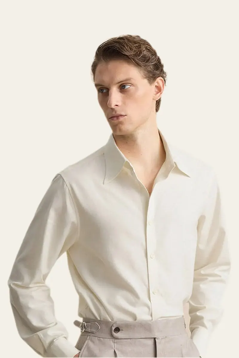 Сорочка SAVO из начёсанного хлопка с крупным воротником button-down, белый